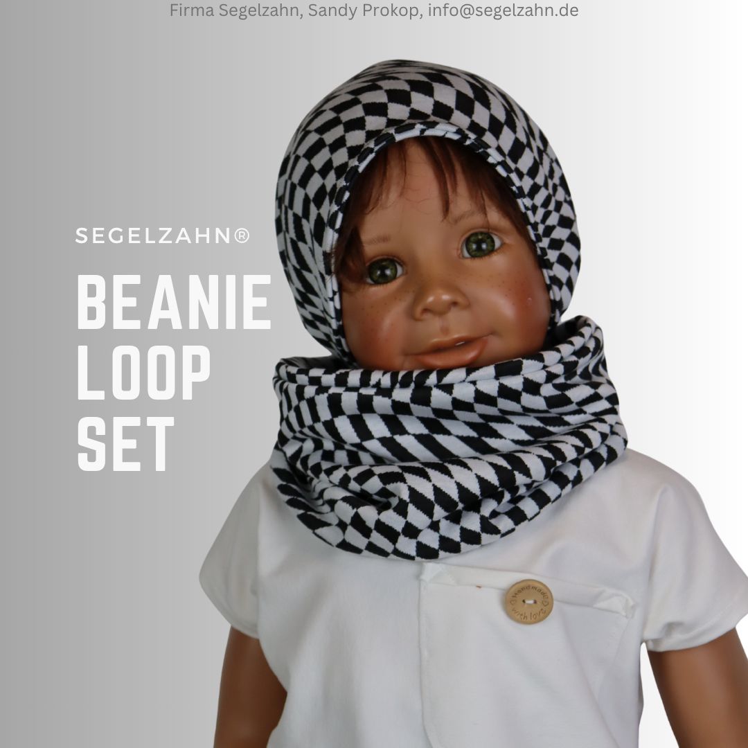Beanie Loop Set Kinder Kariert