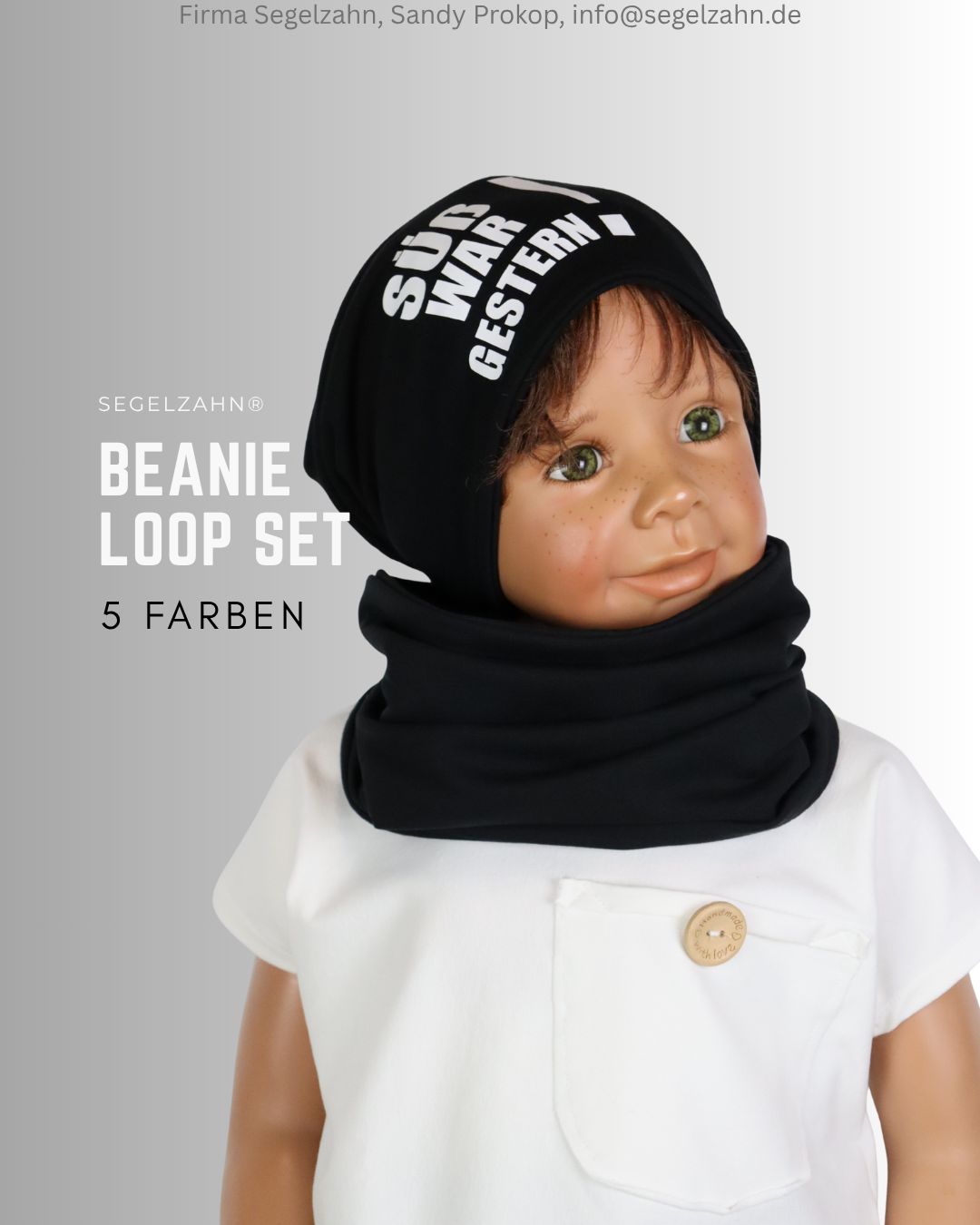 Beanie Loop Set Kinder Mütze Schal Unisex Schwarz, Kindermütze mit Spruch, Jungen Mädchen Kind Baby Kleidung Segelzahn Süß war gestern Jungs Beanie Loop Set Kinder Mütze Schal Unisex Schwarz, Kindermütze mit Spruch, Jungen Mädchen Kind Baby Kleidung Segelzahn Süß war gestern Jungs