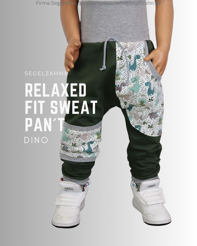 Dino Hose Kinder Relaxed Slim Fit Sweat Jogger Unisex Dinosaurier Hosen Junge Mädchen Kind Baby Segelzahn Kleidung Kinderhose Khaki Olive Kinder Hosen mit Dinosaurier