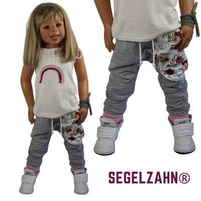 Slim Fit Jogger Mädchen Vintage Hose Kinder / Sweathose Grau / Shabby Pumphose  Kind Baby Floral Segelzahn / Kinderkleidung Mädchenhose