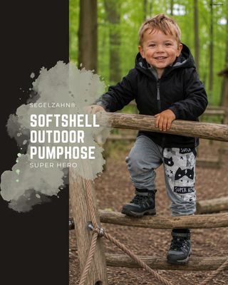 Kinder Softshellhose Grau | gefütterte Outdoorhose für Jungen & Mädchen Graue Kinder Softshellhose mit Fleecefutter und Superhero-Motiv für Outdoor-Abenteuer