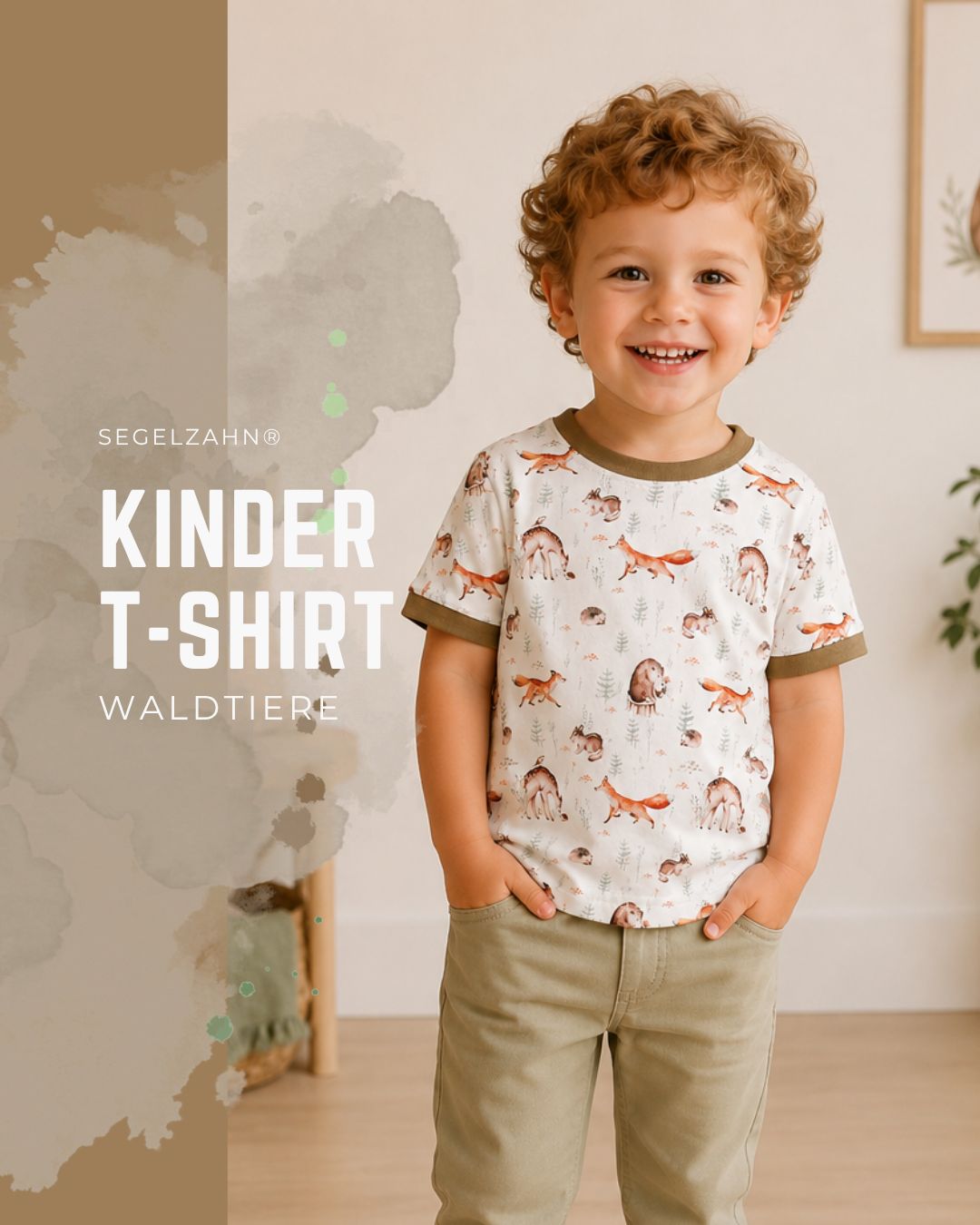 Kinder T-Shirt Waldtiere | Fuchs Reh Igel Shirt | Jungen & Mädchen T-Shirt | Tiermotiv Kinder | Unisex Kindershirt | Kurzarmshirt Sommer Kinder T-Shirt mit Waldtier-Motiv in Rück- und Seitenansicht. Niedliches Unisex Shirt mit Fuchs, Reh, Igel und Waldtieren