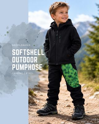 Softshellhose Kinder gefüttert Schwarz | Regenhose Matschhose Pixel Gaming Unisex Softshellhose Kinder Schwarz gefüttert mit Pixel Gaming Tasche, warme Regenhose für Jungen und Mädchen