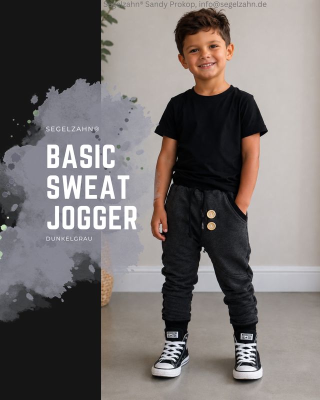 Slim Fit Jogger Kinder Dunkelgrau | Kinderhose Sweat | Mitwachshose Unisex | Jogginghose Jungen Mädchen Kinder Jogginghose Dunkelgrau aus weichem Sweatstoff für Jungen und Mädchen