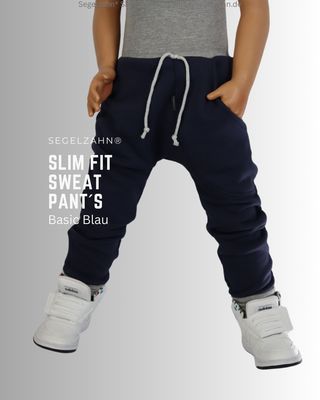 Sweat Jogger Kinder Blau Kinderhose Hosen Slim Fit Hose einfarbig schlicht Kinderkleidung Segelzahn Jungen Hosen