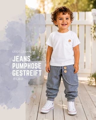 Kinder Jeanshose Blau | Mitwachshose Unisex | Robuste Pumphose für Baby & Kinder | Denim Hose Jungen Mädchen Kinder Jeanshose blau mit Mitwachsbündchen, robuste Unisex Pumphose für Jungen und Mädchen, handmade in Deutschland