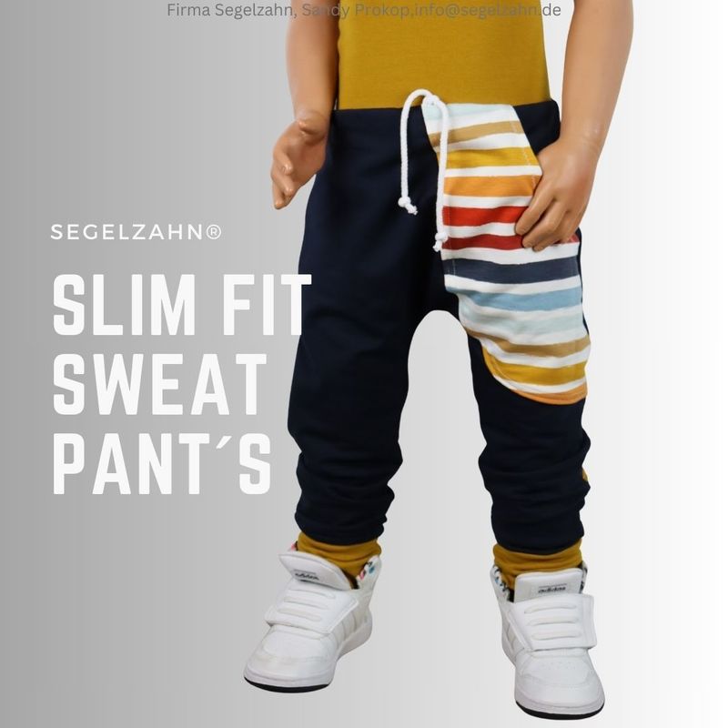 Sweat Hose Kinder, Slim Fit Jogger Junge Mädchen Kind Baby Kinderhosen Blau Segelzahn Kleidung Unisex Jogginghose Ringel streifen bunt Slim Fit Hose Kinder Jungen blau