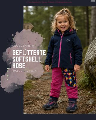 Gefütterte Softshellhose für Mädchen in Raspberry Pink mit buntem Regenschirm-Motiv
