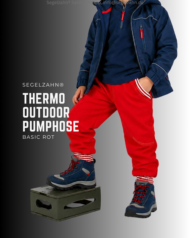 Kinder Thermohose Basic Rot | Fleece gefütterte Winterhose für Jungen & Mädchen | Unisex Pumphose Kinder Thermohose Basic Rot mit warmem Innenfutter für Herbst und Winter, bequeme Outdoorhose für Jungen und Mädchen.