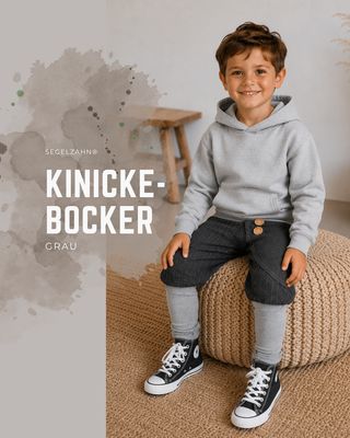 Graue Knickebocker Pumphose Kinder | Mitwachshose Unisex Nadelstreifen | Baumwolle | Kinderhose elegant robust Graue Knickebocker Pumphose für Kinder aus Nadelstreifenstoff mit Mitwachsbündchen, handgefertigte Unisex-Hose.