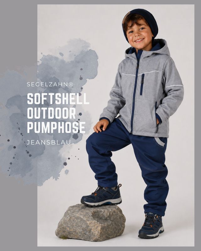 Softshellhose gefüttert für Kinder | Outdoorhose Jungen Jeansblau | warme Regenkleidung | Segelzahn Softshellhose gefüttert für Kinder | Outdoorhose Jungen Jeansblau | warme Regenkleidung | Segelzahn
