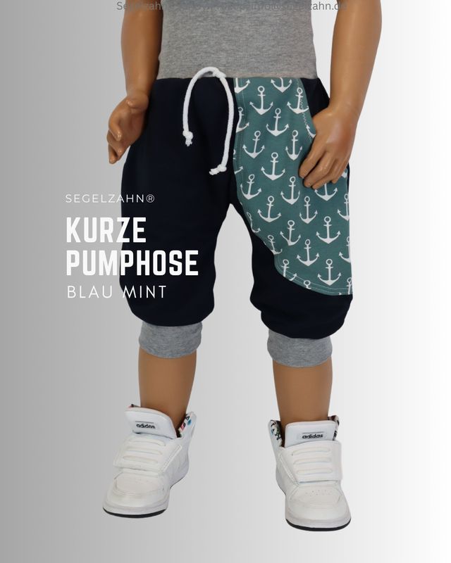 kurze Hose Kinder, Unisex Sweat Pumphose Blau f. Jungen & Mädchen, Sommerhose Anker Maritim , Shorts Segelzahn Sommer Kleidung Kind und Baby kurze Hose für Kinder, Unisex Sweat Pumphose blau für Jungen und Mädchen, Kinderhose für den Sommer aus tollem French Terry S