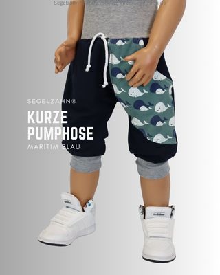kurze Hose Kinder, Pumphose Blau Sommerhose Shorts Unisex kurze Hose Kinder, Sweat Pumphose Unisex für Jungen und Mädchen, luftig weit geschnittene Sommerhose aus weichem French Terry