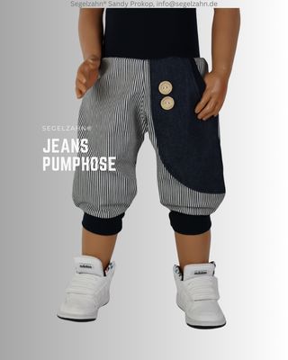 kurze Hose Kinder, Jeans Pumphose Unisex gestreift blau, Sommerhose Jeans Pumphose Kinder, kurze Sommerhose Jeans Unisex gestreift blau, Shorts für Kinder aus robustem Jeansstoff blau gestreift