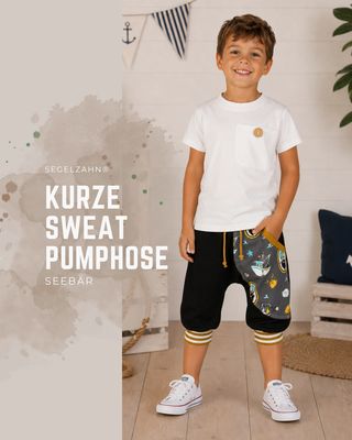 kurze pumphose kinder sommerhose schwarz seebär maritim unisex sweat shorts jungen mädchen