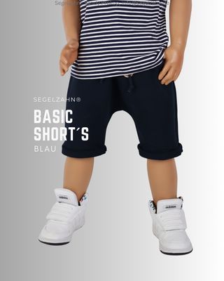 Sweat Shorts Kinder blau, kurze Hose Unisex, einfarbig schlicht - Pull On Kinderhose Shorts Kinder blau, Sommerhose Unisex für Jungen und Mädchen aus angenehmem French Terry Sweatstoff. Kurze Hose für Kinder ei