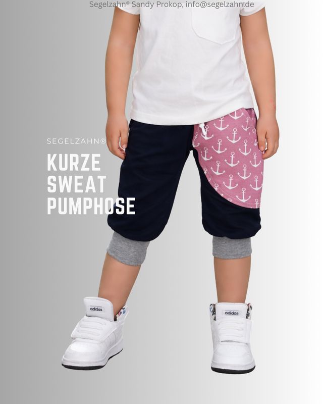 kurze Hose Mädchen, Sweat Pumphose Dunkelblau aus weichem French Terry Sweatstoff, gemütlich geschnittene Sommerhose. Kinderh