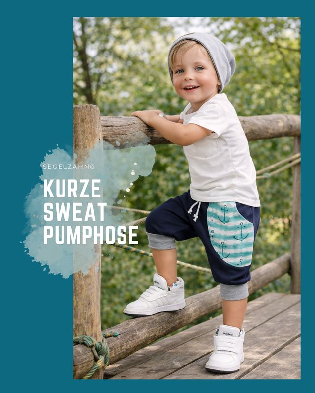 kurze Hose Kinder, Sweat Pumphose in dreiviertellänge, geht bis übers Knie, Sommerhose aus weichem French Terry Sweatstoff in