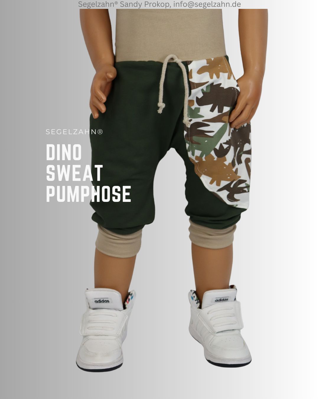 kurze Hose Kinder, Sweat Pumphose Unisex für Jungen und Mädchen aus weichem French Terry Sweatstoff in Khaki Olive mit großer