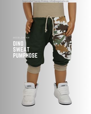 kurze Hose Kinder, Sweat Pumphose Unisex für Jungen und Mädchen aus weichem French Terry Sweatstoff in Khaki Olive mit großer