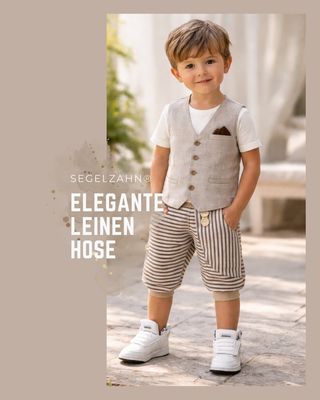Leinen Hose Kinder | kurze Pumphose | Beige gestreift | Sommerhose | Unisex Kinderhose | Baumwollleinen | Kinder Kleidung Sommer | Boho