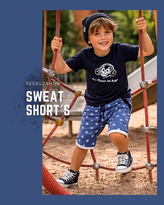Sweat Shorts Kinder, Kurze Hose Unisex Old Blue mit Sternenprint, Allover Motiv,  locker geschnitten mit Softbündchen blau