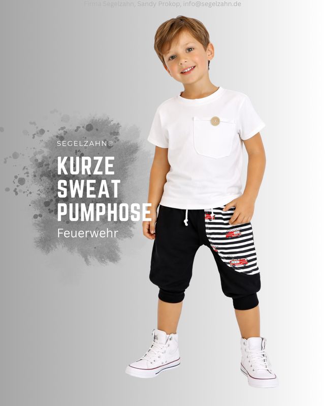 kurze Hose Kinder, Sweat Pumphose Sommer, Unisex Kinderhose luftig weit und weich, aus gemütlichem French Terry Swetstoff 