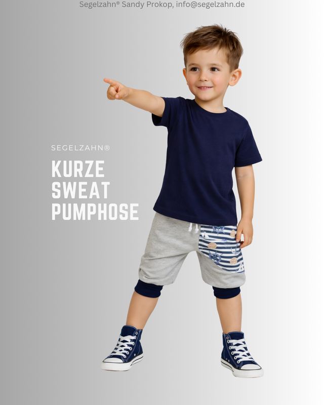 kurze Hose Kinder, Sweat Pumphose Unisex Grau, Sommerhose für Jungen und Mädchen aus weichem French Terry Sweatstoff in Hellg