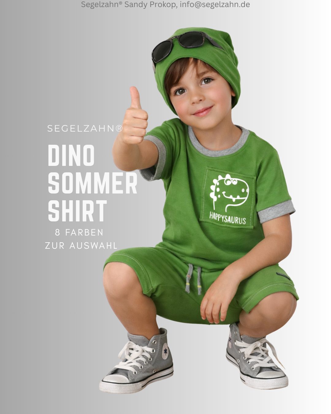 Dino T-Shirt für Kinder, Unisex Sommershirt in 8 Farben, Shirt mit Brustpatch und Dinodruck für Jungen und Mädchen