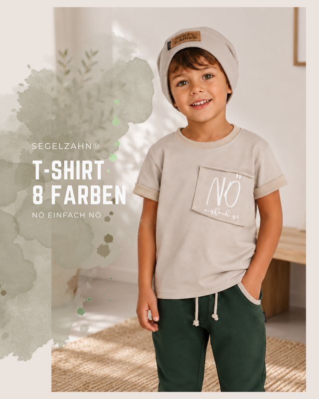 Basic T-Shirt Kinder Unisex in 8 Farben | mit frechem Spruch | Shirt kurzarm Jungen Mädchen | Sommershirt | Sweat | Nö einfach nö | Tshirt Basic T-Shirt Kinder Unisex in 8 Farben mit Brustpatch Nö einfach nö Aufdruck. Sommer Shirt in Beige, Blau, Schwarz, Grau, Du