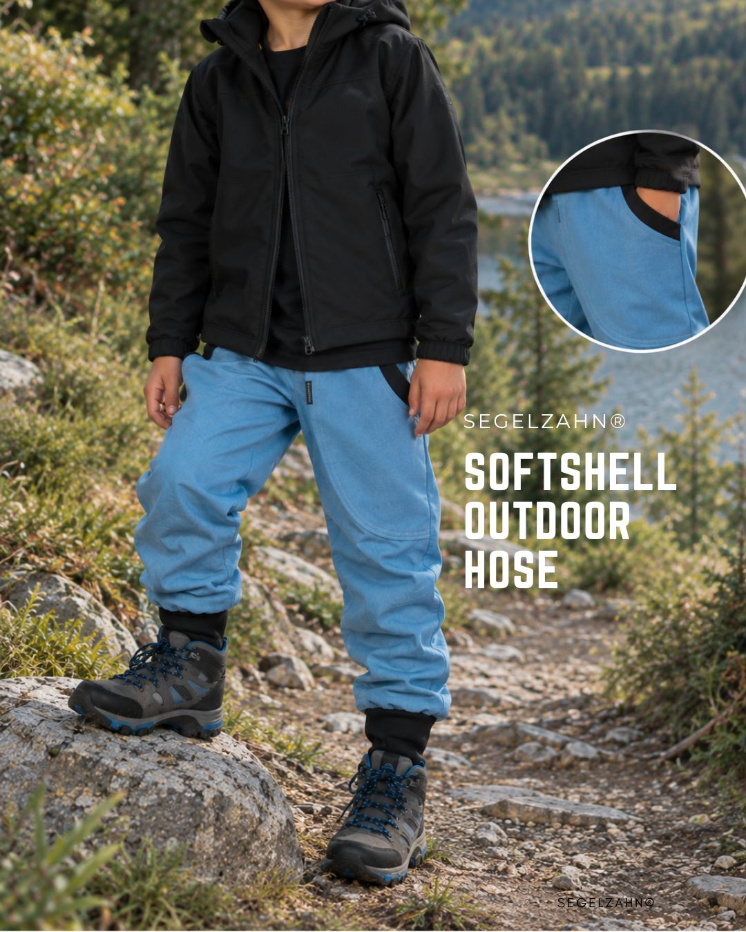 Softshell Hose Kinder | gefütterte Outdoorhose Hellblau | Junge Mädchen Regenkleidung | warme Matschhose Gefütterte Kinderhose aus Softshell in Hellblau für aktive Kinder draußen