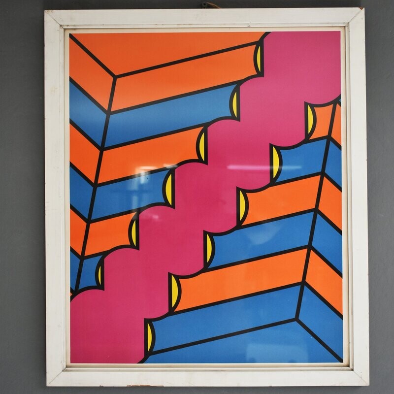 ​Stampa vintage anni'70, disegno geometrico