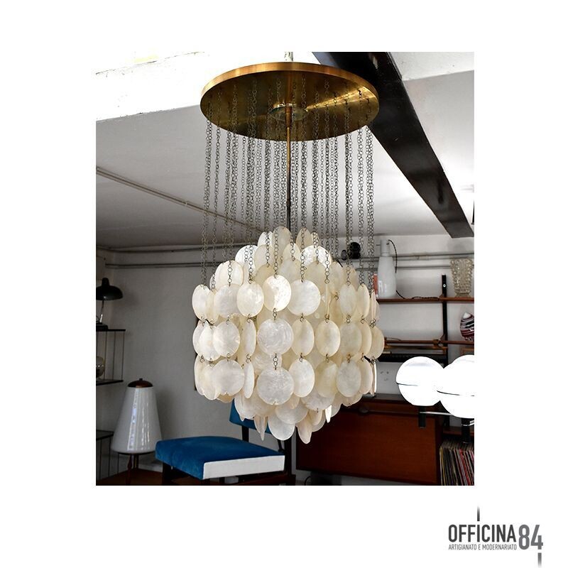 Lampadario vintage 'Verner Panton', produzione danese di J. Luber, 1964