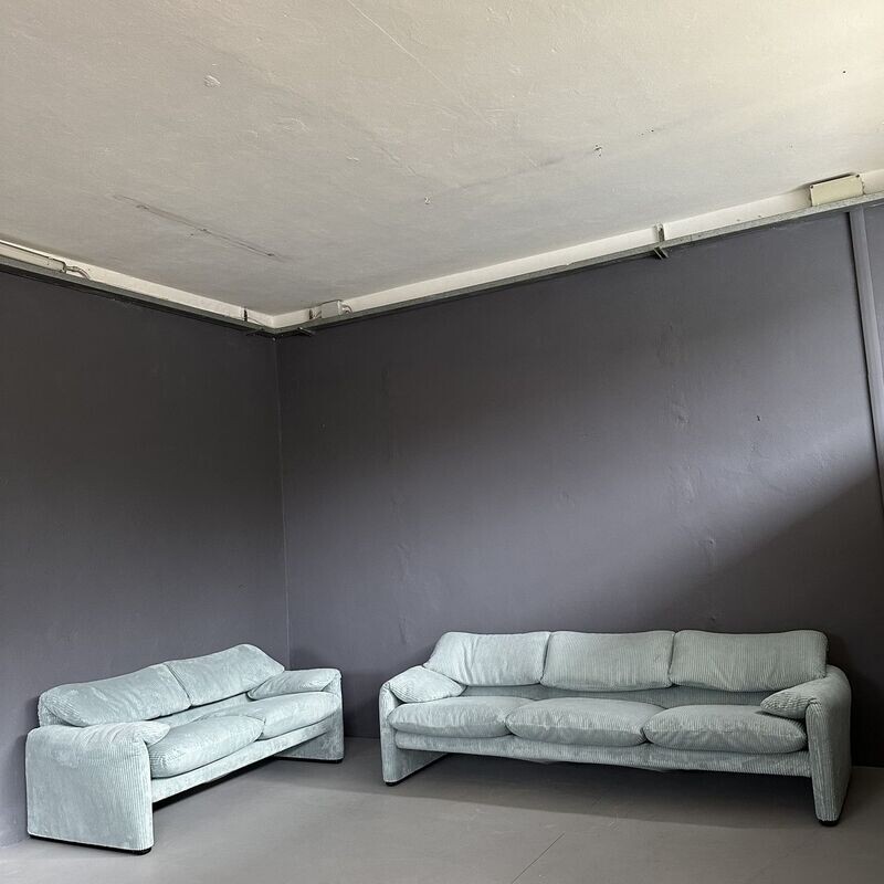 Coppia di divani 'Maralunga' 2 e 3,  posti design di Vico Magistretti per Cassina, anni Settanta