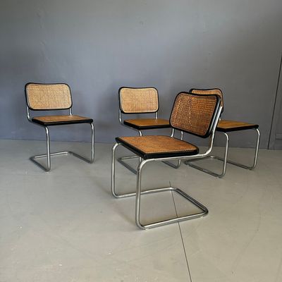 ​Set di 4 sedie CESCA, modello B32, design di Marcel Breuer per Gavina, manifattura Italiana anni '70