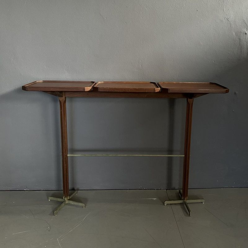 Consolle vintage anni '60-'70, manifattura Italiana legno e metallo ionizzato