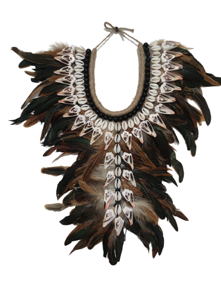 COLLAR PAPÚA de plumas negras y marrones