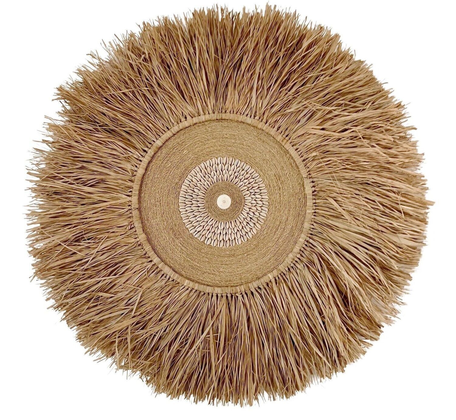 JUJU HAT de fibras naturales | Colgante de pared de rafia y concha