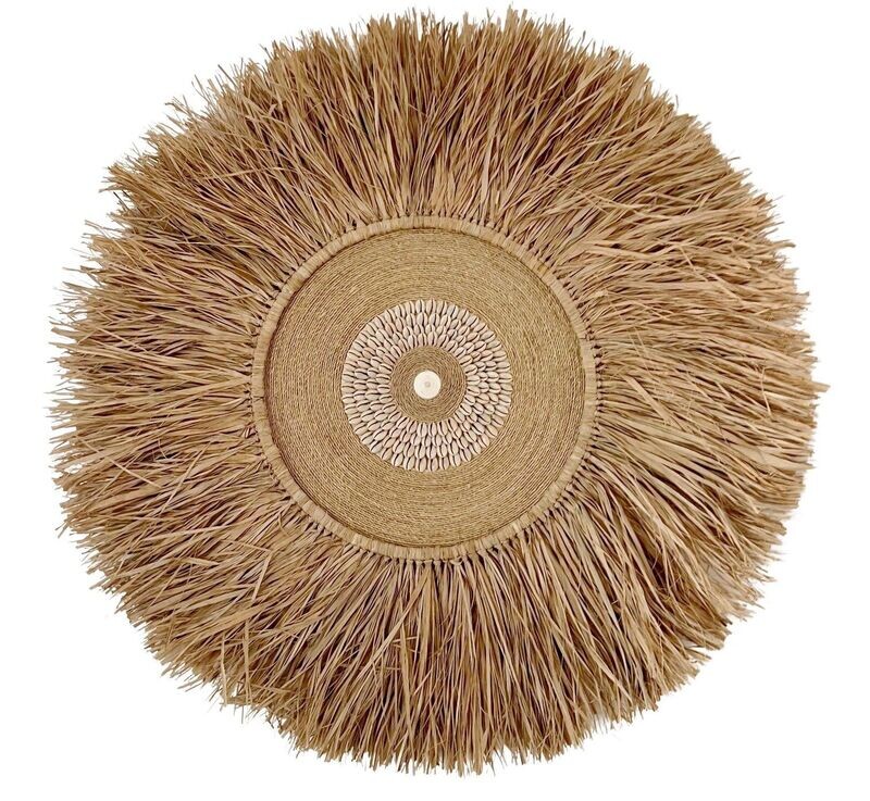 JUJU HAT de fibras naturales | Colgante de pared de rafia y concha