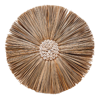 JUJU HAT de fibras naturales | Decoración de pared bohemia en paja y conchas