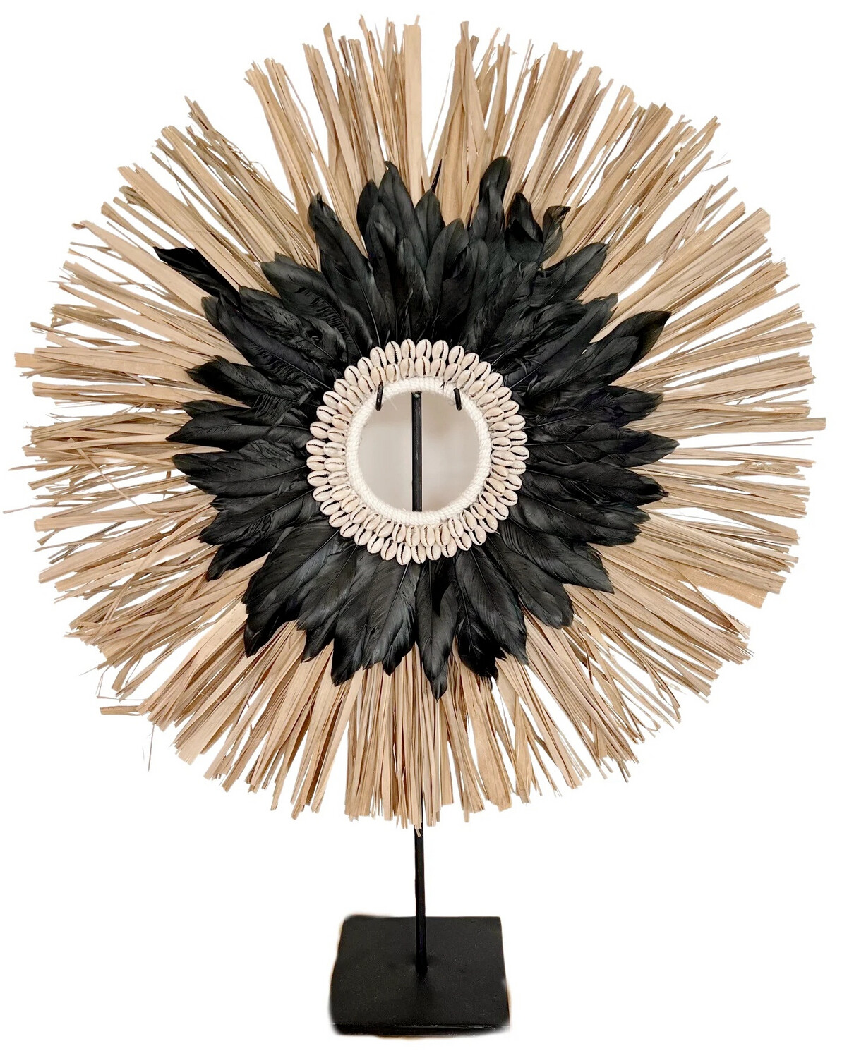 COLLAR PAPÚA de aro de plumas y concha de coco