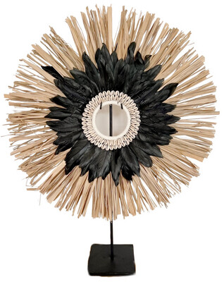 COLLAR PAPÚA de aro de plumas y concha de coco