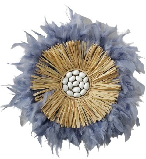 JUJUHAT DE PLUMAS Y FIBRAS | rafia, conchas y plumas |  varios colores y tamaños