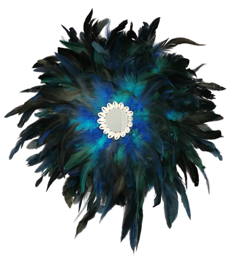 JUJUHAT DE PLUMAS con espejo | azul y negro | varios tamaños