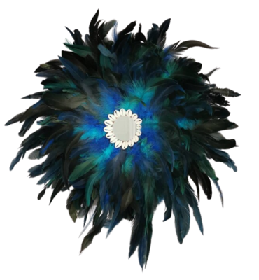 JUJUHAT DE PLUMAS con espejo | azul y negro | varios tamaños