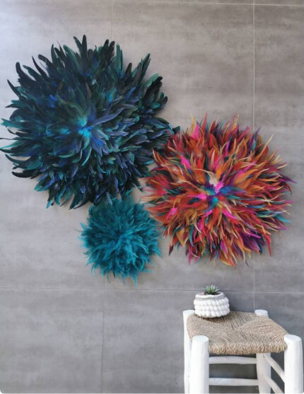 Set de 3 JUJUHATS DE PLUMAS | Azulon, turquesa y colorines