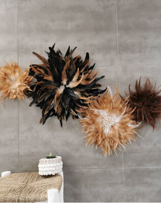 Set de 4 JUJUHATS DE PLUMAS | Varios tonos tierra