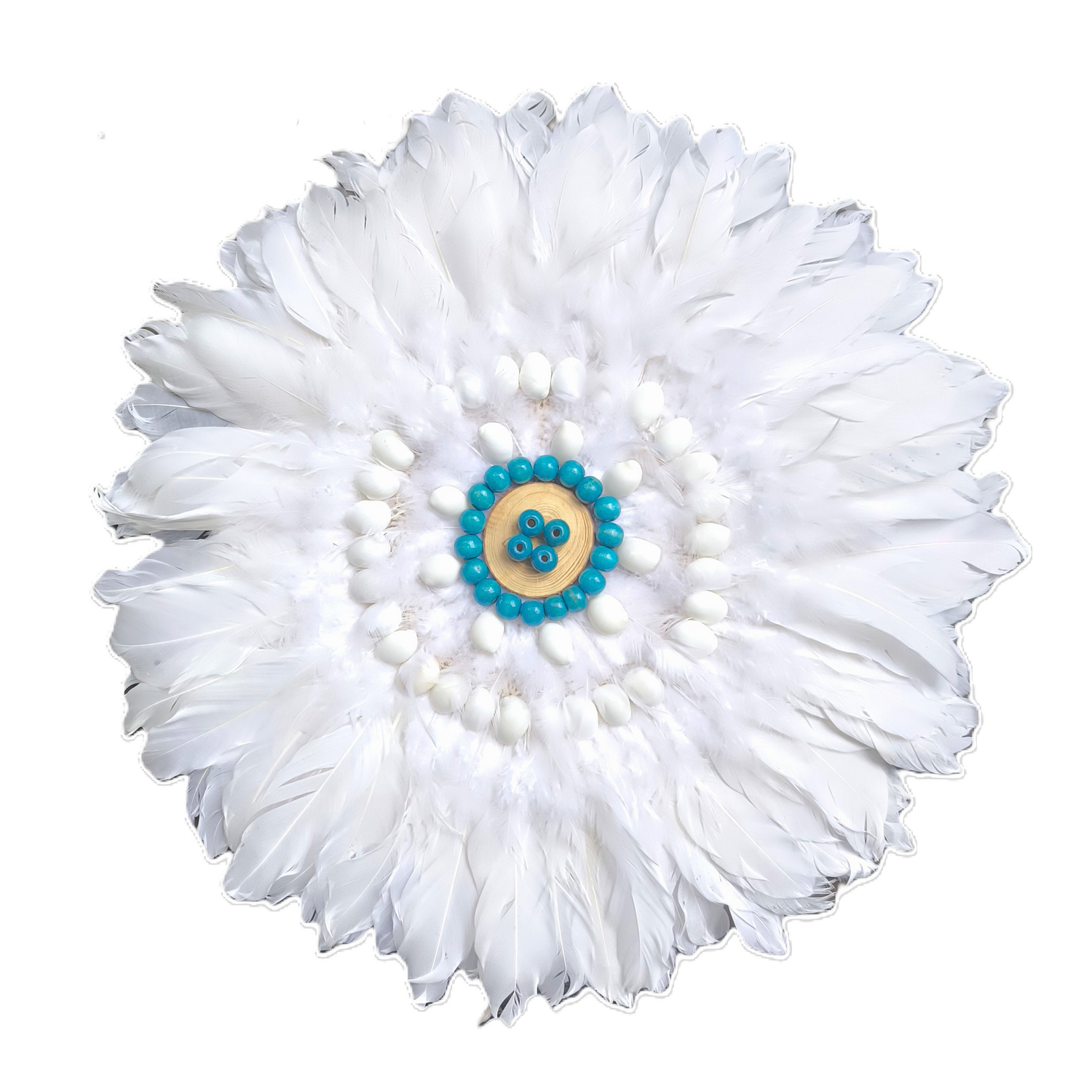 JUJUHAT DE PLUMAS y caracolas blancas estilo boho