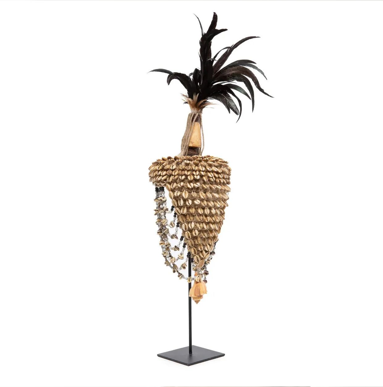 El sombrero de concha en soporte - Negro natural