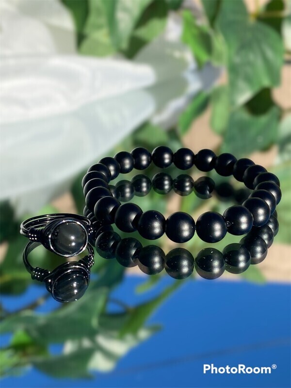 Custom Healing Bracelet &amp; Wire Ring Set.